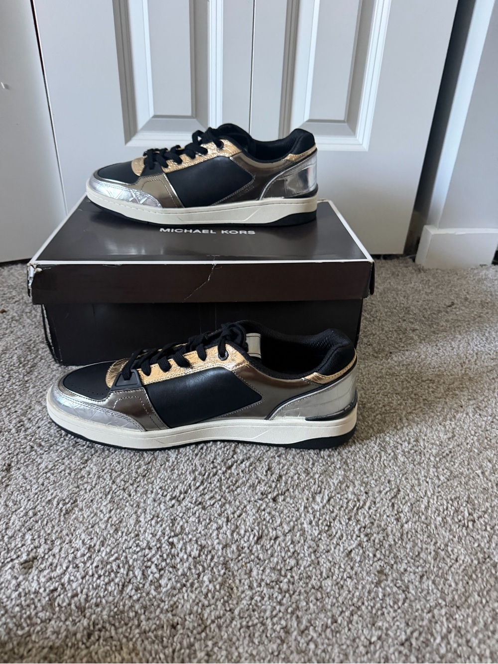 Michael Kors Black with Gold & Silver Low-Top Sneakers